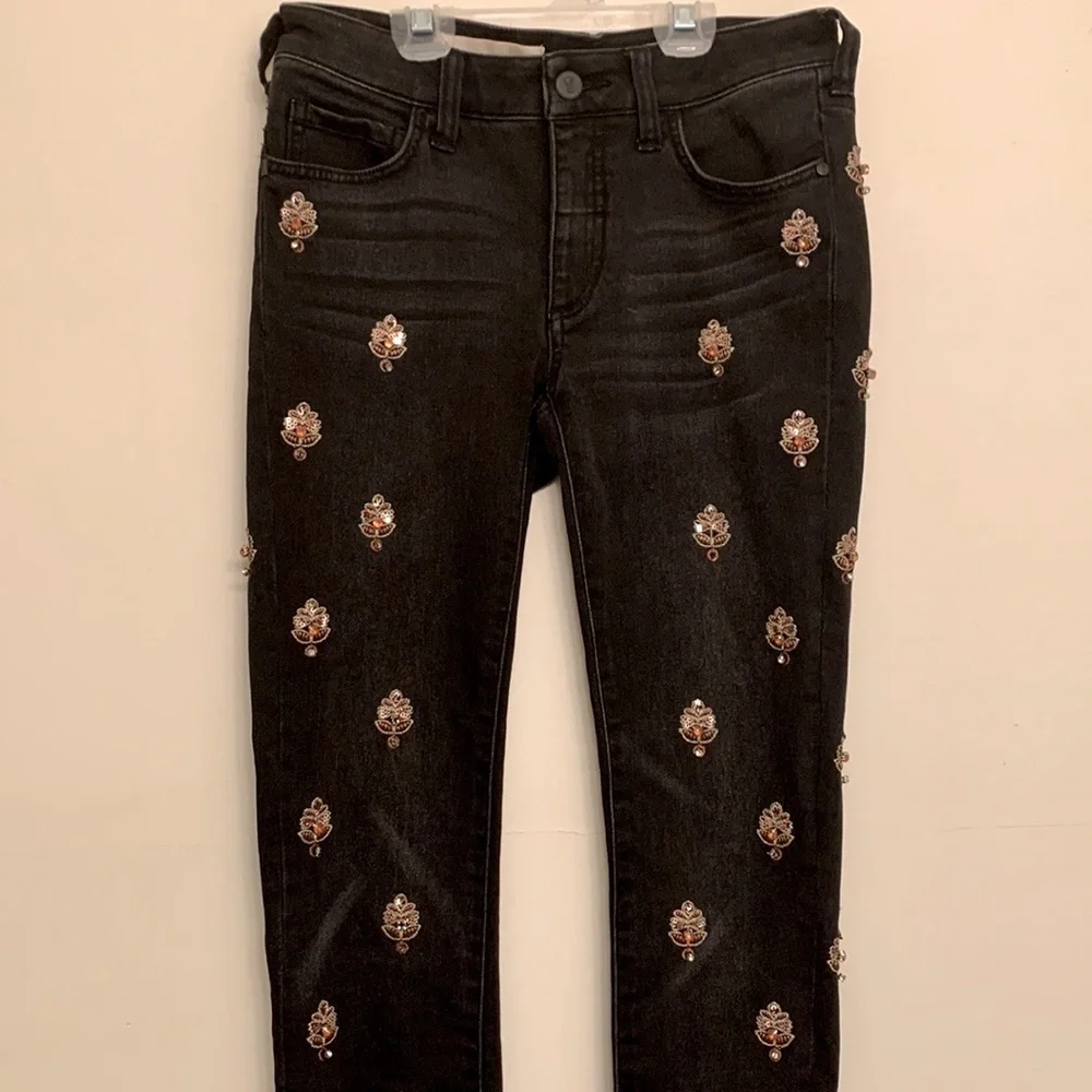 Anthropology Jeans Grey with embroidery and jewels Pilcro - Picture 8 of 15